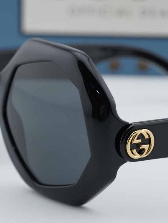 Gucci GG1242S 001 Women Geometric Sunglasses - Black / Grey main image 3